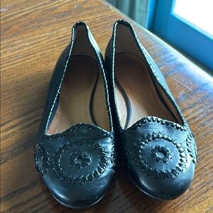 Jack Rogers Black Flats with Medallion Accents